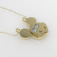 14K Pendant with 2 Diamond 2mm VS1 each, includes 18 inch chain, Mickey Mouse Face