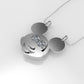 14K Pendant with 2 Diamond 2mm VS1 each, includes 18 inch chain, Mickey Mouse Face