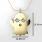 14K Pendant with 2 DIAMONDS 2mm each, includes 18 inch chain, Ghost Style