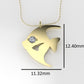 14K Pendant with 1 DIAMOND 2mm, includes 18 inch chain, Fish Style
