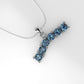14K Pendant with 6 Blue Topaz 2mm each, includes 18 inch Chain
