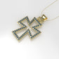 14K Pendant with 58 Blue Topaz 1mm each, "Cross Style", Only Pendant