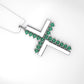 14K Pendant with 18 Emerald 2mm each, Only Pendant, "Cross Style solid gold with Prongs"