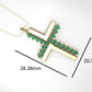 14K Pendant with 18 Emerald 2mm each, Only Pendant, "Cross Style solid gold with Prongs"