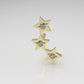 14K Ear Piercing with 3 Diamonds, Style 3 stars that form a semicircle