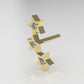 14K Ear Piercing with 3 Diamonds, Style 3 stars that form a semicircle