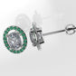 14k Push Back Earrings with 2 DIAMOND VS1 OVAL and 40 EMERALD
