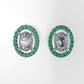 14k Push Back Earrings with 2 DIAMOND VS1 OVAL and 40 EMERALD