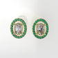 14k Push Back Earrings with 2 DIAMOND VS1 OVAL and 40 EMERALD