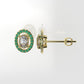 14k Push Back Earrings with 2 DIAMOND VS1 OVAL and 40 EMERALD