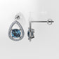 Gold Earrings with 2 BLUE TOPAZ 6.5mm each and 52 DIAMOND 1.2mm VS1 each, "stt Prongs"