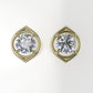 14k Push Back Earrings with 2 DIAMOND 6.5mm VS1 each, "stt 4 Prongs"