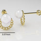 14k Yellow Gold Earrings with 2 PEARL of 6.5mm each