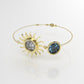 14k Bracelet with 1 DIAMOND 6.5mm VS1 and 1 BLUE TOPAZ 6.5mm
