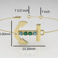 14k Bracelet with 2 AQUAMARINE and 2 EMERALD, "boat anchor style"