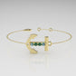 14k Bracelet with 2 AQUAMARINE and 2 EMERALD, "boat anchor style"