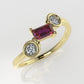 14K Yellow Gold Ring with MOISSANITE VS1 and TOURMALINE PINK, "stt prong" "stt bezel"