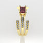 14K Ring with 1 TOURMALINE PINK and 26 MOISSANITE, stt prong, cut split