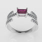 14K Ring with 1 TOURMALINE PINK and 26 MOISSANITE, stt prong, cut split