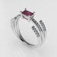 14K Ring with 1 TOURMALINE PINK and 26 MOISSANITE, stt prong, cut split