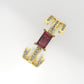 14K Ring with 1 TOURMALINE PINK and 26 MOISSANITE, stt prong, cut split