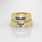 14K Engagement Rings with 20 RUBY 1mm each, "split heart shape" "bands" for men and women