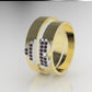 14K Engagement Rings with 20 RUBY 1mm each, "split heart shape" "bands" for men and women
