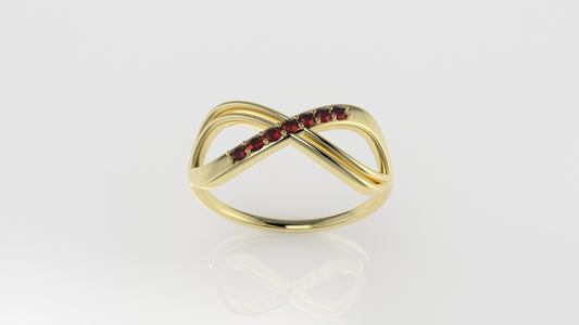 14K Ring with 7 RUBY 1.5mm, infinity style