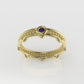14K solitaire Ring with 1 AMETHYST 2.00mm, band with point, miligrane, stt bezel