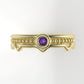 14K solitaire Ring with 1 AMETHYST 2.00mm, band with point, miligrane, stt bezel