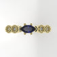 14K Gold Band Ring with 4 DIAMOND 1.3mm VS1 and 1 MARQUISE SAPPHIRE, "stt bezel and prong" "Filigree"