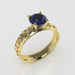 14K Solitaire Engagement Ring with 1 SAPPHIRE and 4 DIAMONDS VS1, "Rim Shape with stt prong"