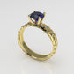 14K Solitaire Engagement Ring with 1 SAPPHIRE and 4 DIAMONDS VS1, "Rim Shape with stt prong"