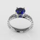 14K Solitaire Engagement Ring with 1 SAPPHIRE and 4 DIAMONDS VS1, "Rim Shape with stt prong"