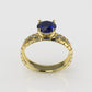 14K Solitaire Engagement Ring with 1 SAPPHIRE and 4 DIAMONDS VS1, "Rim Shape with stt prong"