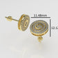 Yellow Gold Earrings with 90 DIAMONDS VS1, "Stt: Prongs" "double circles" "letter G"