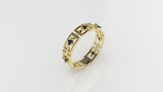 14K Band Ring with 7 SAPPHIRE, it is for daily use