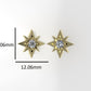 14K Push Back Earrings with 2 DIAMONDS 6.5mm VS1 each, "star" "stt: 4 prongs"
