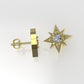 14K Push Back Earrings with 2 DIAMONDS 6.5mm VS1 each, "star" "stt: 4 prongs"