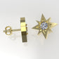14K Push Back Earrings with 2 DIAMONDS 6.5mm VS1 each, "star" "stt: 4 prongs"