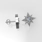 14K Push Back Earrings with 2 DIAMONDS 6.5mm VS1 each, "star" "stt: 4 prongs"