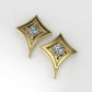 14K Gold Earrings with 2 DIAMONDS 4mm VS1 each , it is for daily use, "star with 4 point" "FILIGREE" "STT: 4 prong"