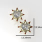 14k Yellow Gold Earrings with 18 STONES, "star with 8 point" "STT: Prong"