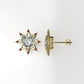 14k Yellow Gold Earrings with 18 STONES, "star with 8 point" "STT: Prong"