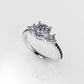 14K Ring with 14 BLACK DIAMONDS, 3 DIAMONDS, "Stt Prong"
