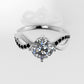 14K Ring with 18 BLACK DIAMONDS, 1 DIAMOND, "Stt Prong"