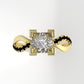 14K Gold Ring with 16 BLACK DIAMONDS, 1 DIAMOND, "Stt SPLIT"