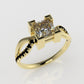 14K Gold Ring with 16 BLACK DIAMONDS, 1 DIAMOND, "Stt SPLIT"
