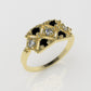 14K Ring with 4 BLACK DIAMONDS, 3 DIAMONDS, "Stt Prong" "FILIGREE"
