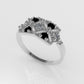 14K Ring with 4 BLACK DIAMONDS, 3 DIAMONDS, "Stt Prong" "FILIGREE"